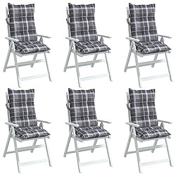 Avis vidaXL Coussins de chaise à dossier haut lot de 6 motif carreaux gris