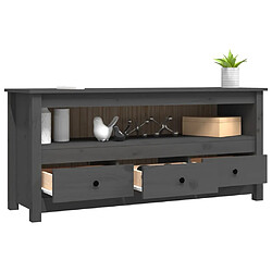 Maison Chic Meuble TV scandinave - Banc TV pour salon Gris 114x35x52 cm Bois de pin massif -MN56969 pas cher