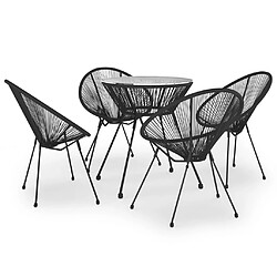 vidaXL Ensemble à dîner d'extérieur 5 pcs Rotin PVC Noir