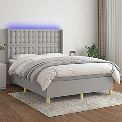 vidaXL Sommier à lattes de lit matelas LED Gris clair 140x190 cm Tissu