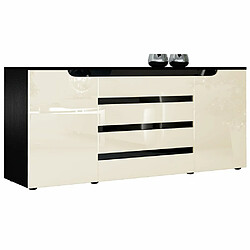 Mpc Buffet Bas Noir Mat Et Crème Laqué (lxhxp) : 166 X 72 X 35