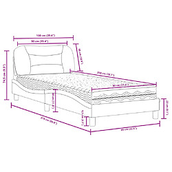 Vidaxl Lit avec matelas noir 90x200 cm tissu pas cher