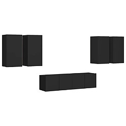 Maison Chic Ensemble de meubles TV 6 pcs | Banc TV Moderne pour salon | Meuble de Rangement - Noir Aggloméré -MN21366