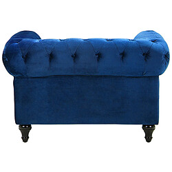 Acheter Beliani Fauteuil CHESTERFIELD Velours Bleu marine