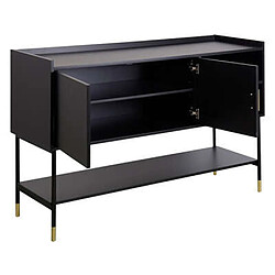 Pegane Buffet avec 2 portes en bois / fer coloris noir - Longueur 120 x Profondeur 40 x Hauteur 80 cm