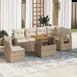 vidaXL Salon de jardin avec coussins 7 pcs beige résine tressée