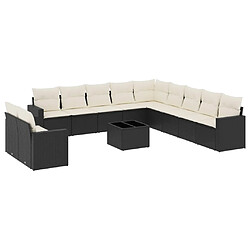 Maison Chic Salon de jardin 12 pcs avec coussins | Ensemble de Table et chaises | Mobilier d'Extérieur noir résine tressée -GKD84399