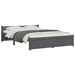 Avis vidaXL Cadre de lit sans matelas gris bois massif 140x190 cm