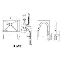 Acheter Auralum MAX Évier de cuisine Brossé 70*44*19cm inox,sur le plan de travail, encastré ou sous-plan +robinet de cuisine rétractable à deux fonctions, chromé