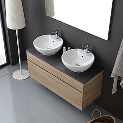 Avis Kiamami Valentina MEUBLE DE SALLE DE BAIN AVEC PLAN EN BOIS ANTHRACITE ET LAVABO D'APPUI DOUBLE | SOLE