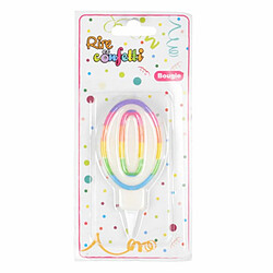 Paris Prix Bougie d'Anniversaire Chiffre 0 7cm Multicolore