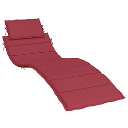 vidaXL Coussin de chaise longue rouge bordeaux 186x58x3cm tissu oxford