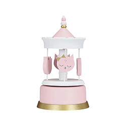 The Home Deco Kids Carroussel musical en bois pour enfant rose - chats.