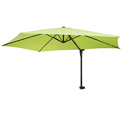 Decoshop26 Parasol mural pour balcon terrasse avec mât inclinable 3m polyester aluminium/acier 9kg couleur vert citron 04_0005633