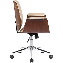 Decoshop26 Fauteuil de bureau moderne et confortable accoudoirs incurvés hauteur réglable en synthétique crème bois et métal BUR10554