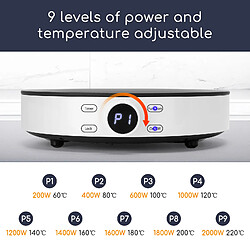 Avis Aigostar Cookmate - Plaque à induction portable de 2000W. Design rond, 9 niveaux de puissance, minuterie avec arrêt. Convient aux récipients compatibles avec l’induction de 12-26 cm. Design exclusif