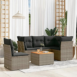 Maison Chic Salon de jardin 6 pcs avec coussins | Ensemble de Table et chaises | Mobilier d'Extérieur gris résine tressée -GKD93419