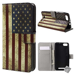 Htdmobiles Housse etui portefeuille PU cuir pour Wiko Jerry + film ecran - USA