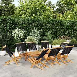 vidaXL Chaises de jardin pliantes lot de 8 noir bois d'acacia massif