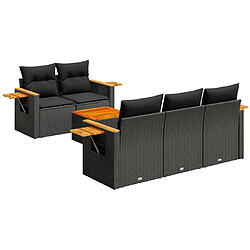 Maison Chic Salon de jardin 6 pcs avec coussins | Ensemble de Table et chaises | Mobilier d'Extérieur noir résine tressée -GKD40831