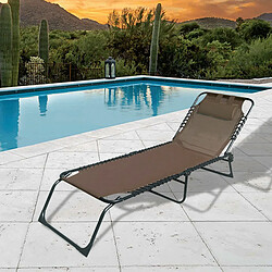 Marbueno Chaise Longue Pliable Acier avec Coussin Jardin et Piscine 190X58X27 cm Marron 10001 - Marron