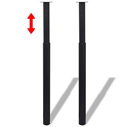 vidaXL Pied de table télescopique 2 pcs Noir 710 mm - 1100 mm 