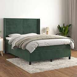 vidaXL Sommier à lattes de lit et matelas Vert foncé 140x190cm Velours