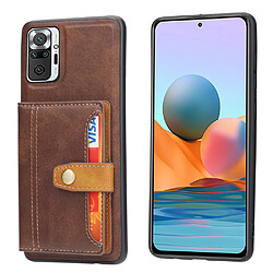 Coque en TPU + PU avec béquille et porte-carte marron pour votre Xiaomi Redmi Note 10 Pro/Redmi Note 10 Pro Max