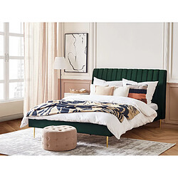 Beliani Lit double en velours vert 180 x 200 cm MARVILLE