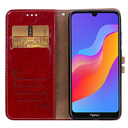 Wewoo Housse Coque Business Style Oil Wax Texture en cuir à rabat horizontal pour Huawei Honor 8A avec trou d'empreinte digitaleavec support et fentes cartes et portefeuille rouge pas cher