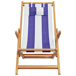 Avis vidaXL Chaise de plage pliable bleu et blanc bois d'eucalyptus/tissu