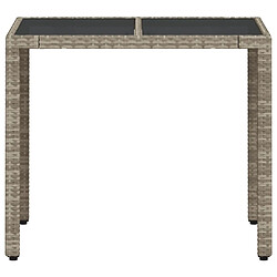 Maison Chic Table de jardin | Table d'extérieur avec dessus en verre gris clair résine tressée -GKD59698 pas cher