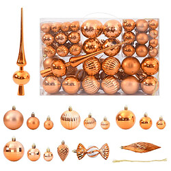 vidaXL Boules de Noël 98 pcs cuivre Ø3/4/6 cm