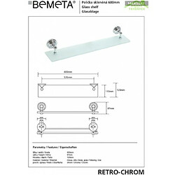 Bemeta - Maison De La Tendance Etagère de douche murale RETRO en verre et en chrome 60x8,7x12 cm