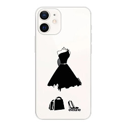 Coque iPhone 12 mini souple transparente My little black dress Motif Ecriture Tendance Evetane