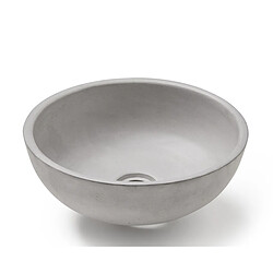 Pegane Vasque à poser / lavabo en marbre coloris gris béton - Diamètre 37 x Hauteur 12 cm