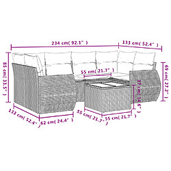 Acheter vidaXL Salon de jardin avec coussins 7 pcs marron résine tressée