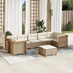 vidaXL Salon de jardin avec coussins 8 pcs beige résine tressée