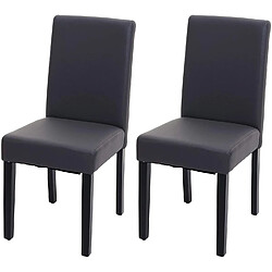 Decoshop26 Lot de 2 chaises de salle à manger synthétique gris mat pieds foncés CDS04459 