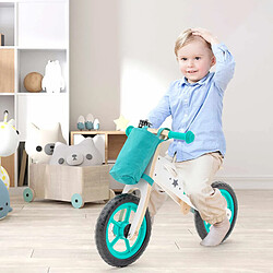 Vélo Sans Pédales Montessori Robincool Street Circuit 83x36x53 cm Draisienne en Bois Vert, Sonnette et Panier en Tissu