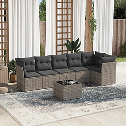 Maison Chic Salon de jardin avec coussins 7 pcs | Ensemble de Table et chaises | Mobilier d'Extérieur gris résine tressée -GKD14432