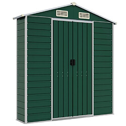 Helloshop26 Abri de jardin cabane cabanon maison de stockage remise extérieur hangar outils robuste 191 x 470 x 198 cm acier galvanisé vert 02_0022351 pas cher