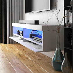 Selsey Meuble tv - VIANSOLA - 140 cm - blanc mat / blanc brillant - éclairage LED