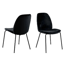 Toilinux Lot de 2 chaises Billie en velours et métal - Noir pas cher