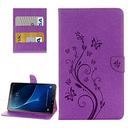 Wewoo Housse Étui Violet pour Samsung Galaxy Tab A 10.1 2016 / P580 Papillons Amour Fleurs Gaufrage Horizontal en cuir Flip avec support & Slots de cartes Portefeuille