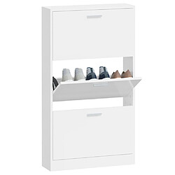 Acheter Maison Chic Armoire à chaussure,Meuble à Chaussures Blanc brillant 59x17x108 cm Bois ingénierie -MN83231