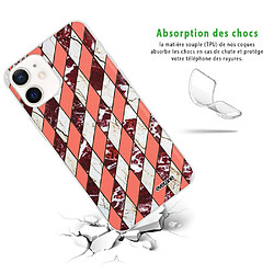 Avis Coque iPhone 12 mini souple transparente Marbre Corail et Bordeaux Motif Ecriture Tendance Evetane