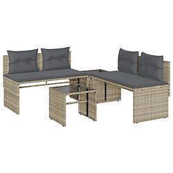 vidaXL Salon de jardin 4 pcs avec coussins gris clair résine tressée