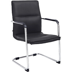 Decoshop26 Chaise de bureau fauteuil visiteur avec accoudoirs en PVC noir et métal 10_0001923