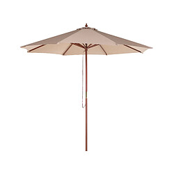 Beliani Parasol de jardin en bois avec toile beige sable d 270 cm TOSCANA